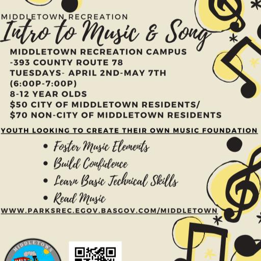Middletown Recreation Intro to Music and Song