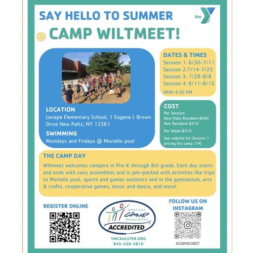 Camp Wilmeet (Lenape Elementary School) – July 1st  to Aug. 9th