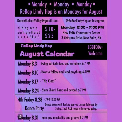 Lindy Hop Sessions with Tank! Mondays in August!